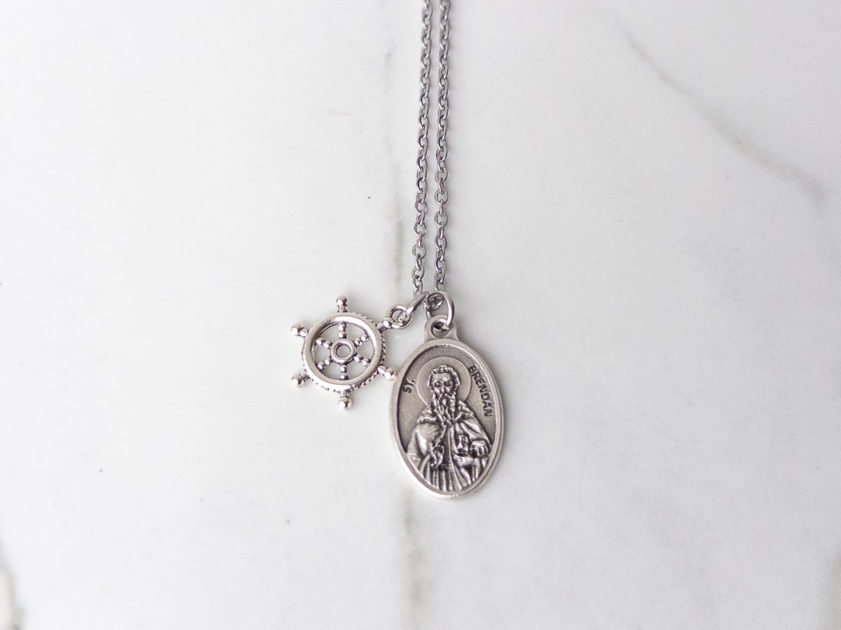 St. Brendan Patron Saint of Sailors & Travelers Necklace
