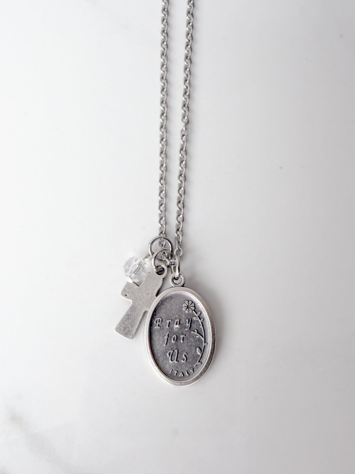 St. Clare of Assisi Necklace with Eucharistic Cross Charm – Catholic Sacrament Gift