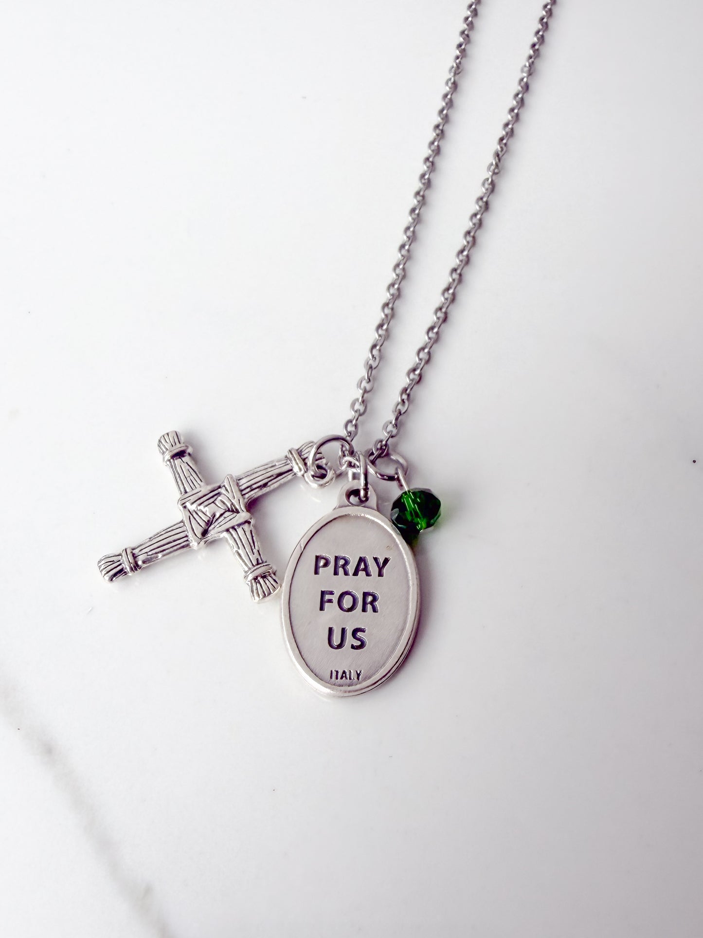 St Brigid Necklace – Saint Bridget Medal & St Brigid’s Cross Irish Catholic Jewelry