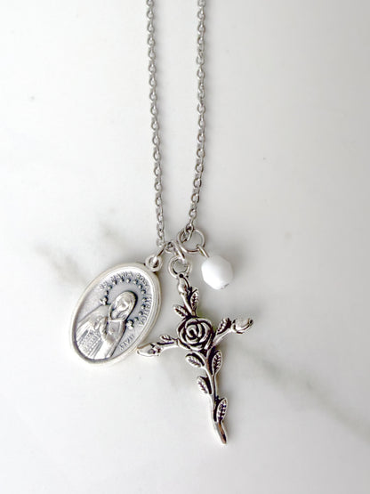 Rosa Mystica Catholic Necklace – Marian Devotional Jewelry