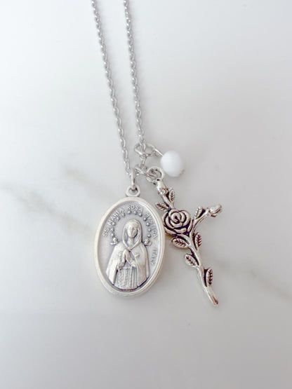 Rosa Mystica Catholic Necklace – Marian Devotional Jewelry