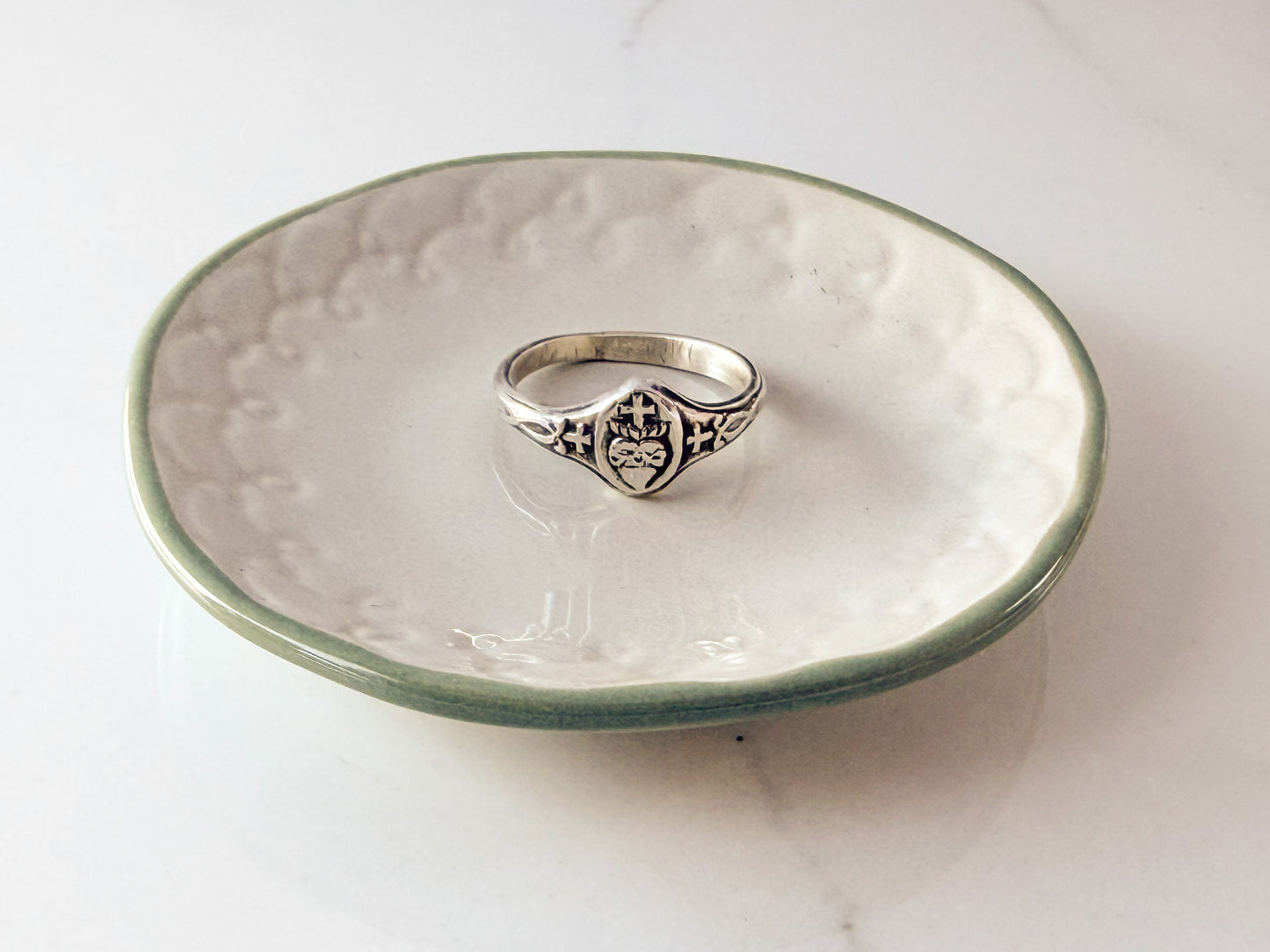 Vinatge-Style Sterling Sacred Heart Ring – Ready to Ship