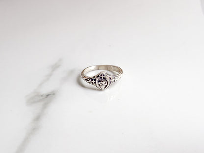 Vinatge-Style Sterling Sacred Heart Ring – Ready to Ship
