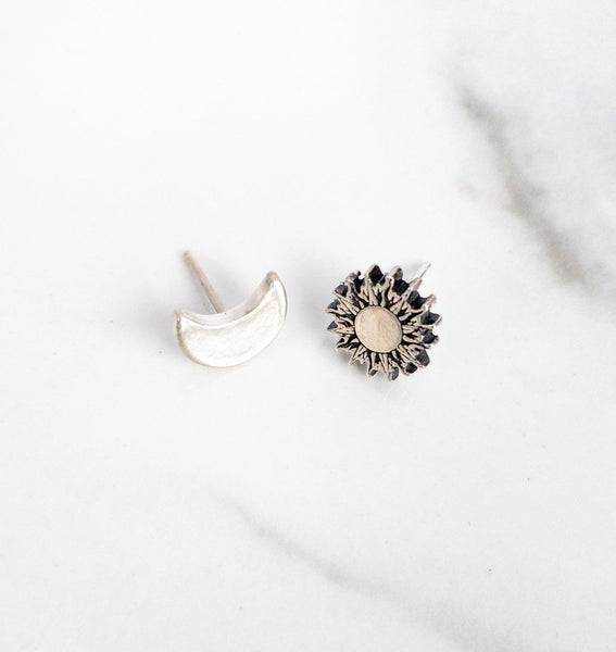 Canticle of the Sun Mismatched Sun and Moon Earrings - Sagely Sparrow