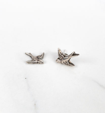 Sterling Silver Bird Stud Earrings