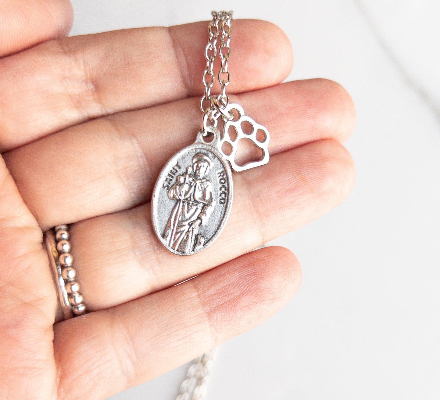 St Rocco Patron Saint of Dogs Necklace