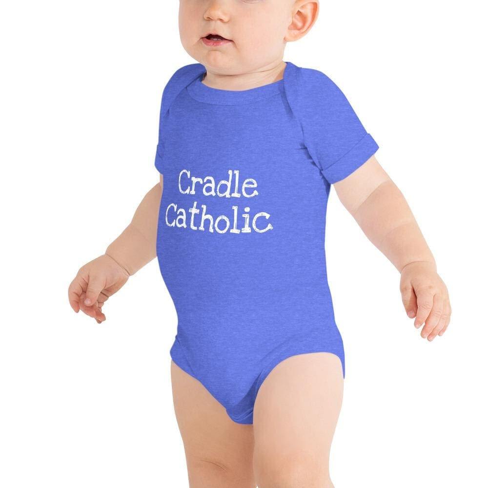 Cradle Catholic Baby Bodysuit - Heather Columbia Blue / 3-6m