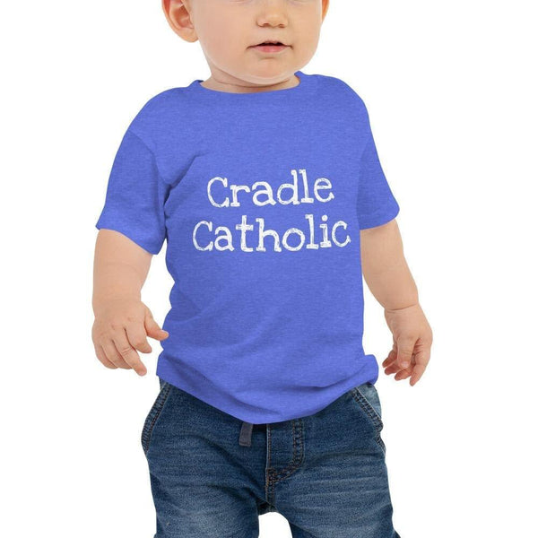 Cradle Catholic Baby Tee - Heather Columbia Blue / 6-12m