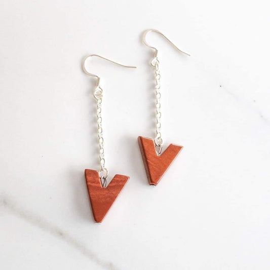 Red Jasper Triangle Drop Earrings - Earrings