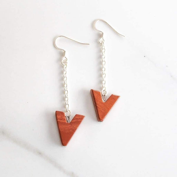 Red Jasper Triangle Drop Earrings - Earrings