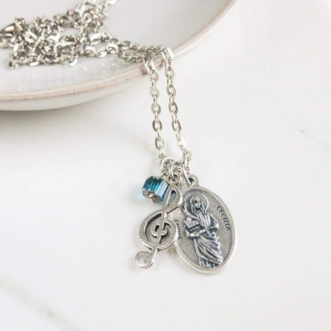 St Cecilia and Music Note Necklace - Necklace