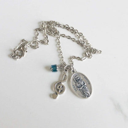 St Cecilia and Music Note Necklace - Necklace