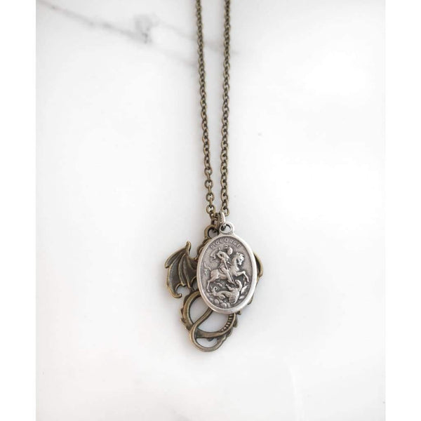 St George and Dragon Necklace - Saint Necklace