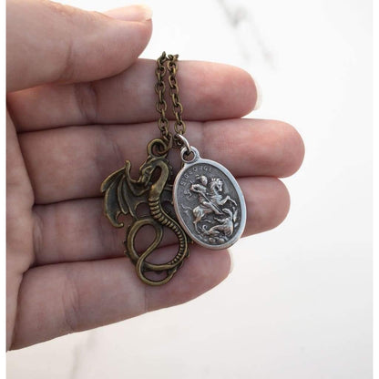 St George and Dragon Necklace - Saint Necklace